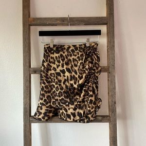 Tigermist Yasmine High Waist Side Cinch Mini Skirt in Leopard Print
